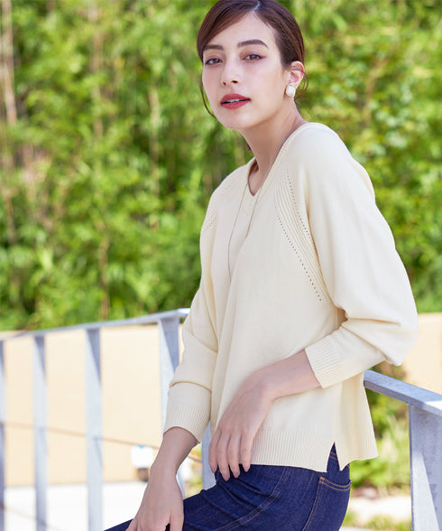 【安田美沙子さん着用 / 選べる2type】ラグランニットトップス