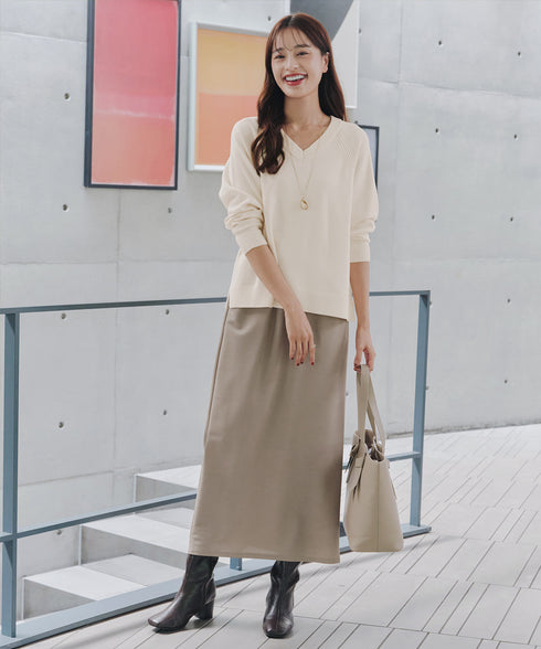 【安田美沙子さん着用 / 選べる2type】ラグランニットトップス