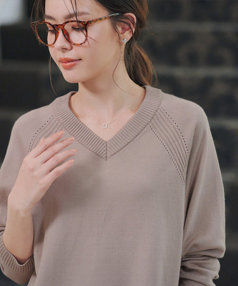 【安田美沙子さん着用 / 選べる2type】ラグランニットトップス