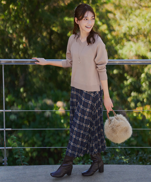 【安田美沙子さん着用 / 選べる2type】ラグランニットトップス