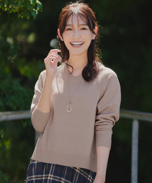 【安田美沙子さん着用 / 選べる2type】ラグランニットトップス