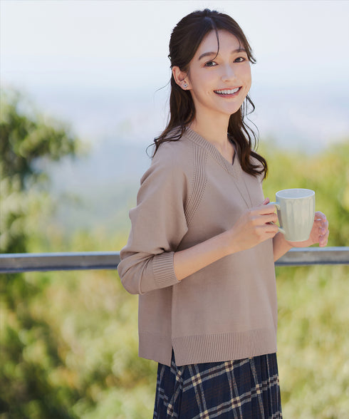 【安田美沙子さん着用 / 選べる2type】ラグランニットトップス