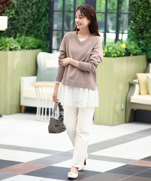 【安田美沙子さん着用 / 選べる2type】ラグランニットトップス