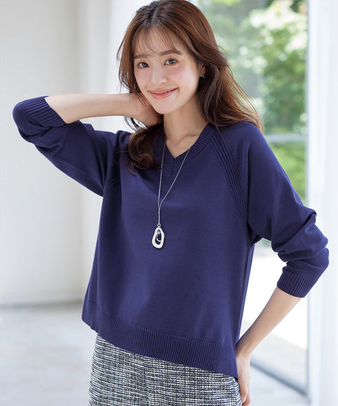 【安田美沙子さん着用 / 選べる2type】ラグランニットトップス