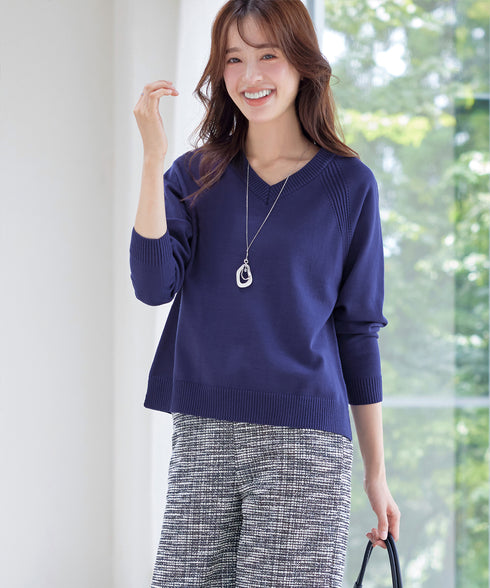 【安田美沙子さん着用 / 選べる2type】ラグランニットトップス