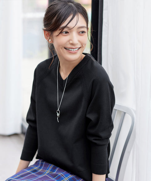 【安田美沙子さん着用 / 選べる2type】ラグランニットトップス