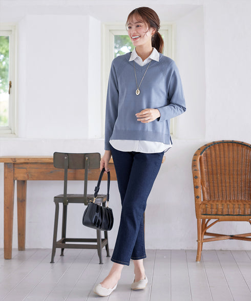 【安田美沙子さん着用 / 選べる2type】ラグランニットトップス