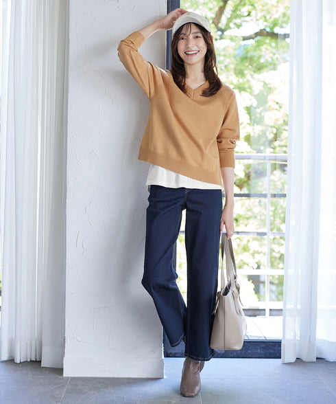 【安田美沙子さん着用】ストレッチワイドデニム