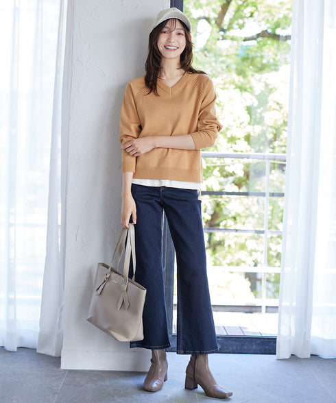 【安田美沙子さん着用】ストレッチワイドデニム