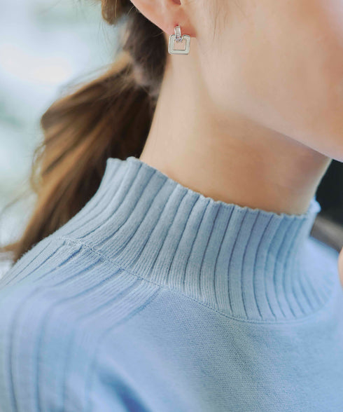 【クリアランスセール】配色ハイネックニットトップス