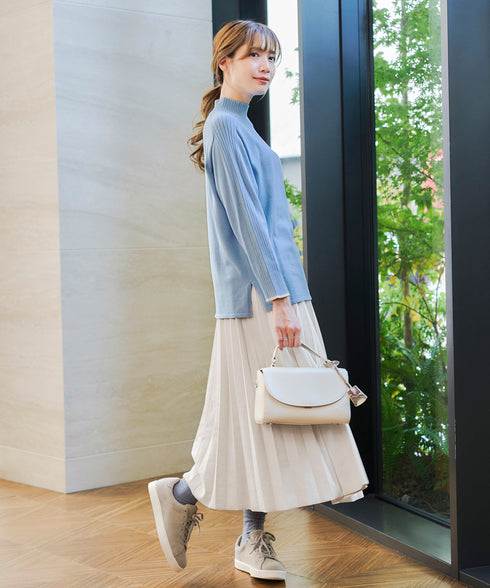 【クリアランスセール】配色ハイネックニットトップス