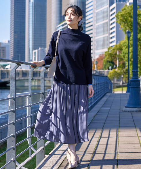 【クリアランスセール】配色ハイネックニットトップス