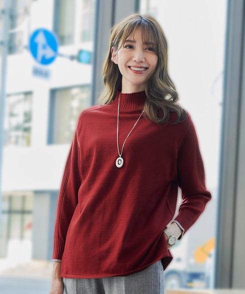 【クリアランスセール】配色ハイネックニットトップス