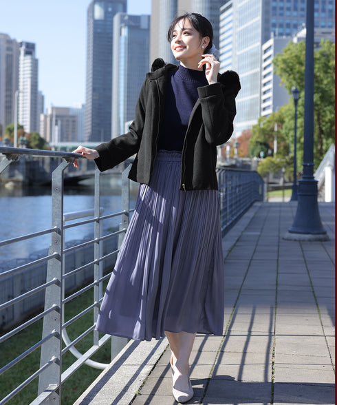 【クリアランスセール】配色ハイネックニットトップス