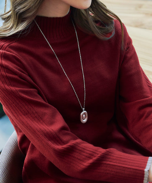 【クリアランスセール】配色ハイネックニットトップス