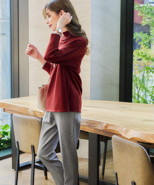 【クリアランスセール】配色ハイネックニットトップス