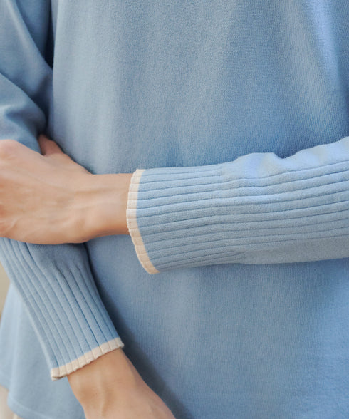 【クリアランスセール】配色ハイネックニットトップス