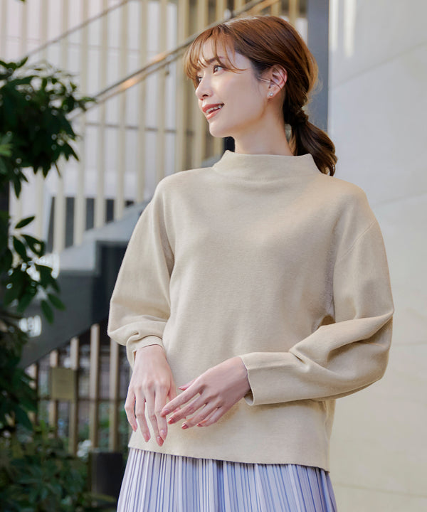 モックネックジャガードニットプルオーバー