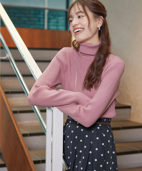 【安めぐみさん着用】タートルリブニットトップス