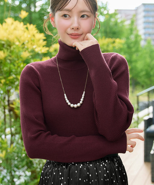 【安めぐみさん着用】タートルリブニットトップス
