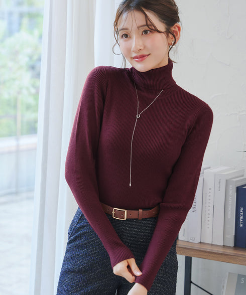 【安めぐみさん着用】タートルリブニットトップス