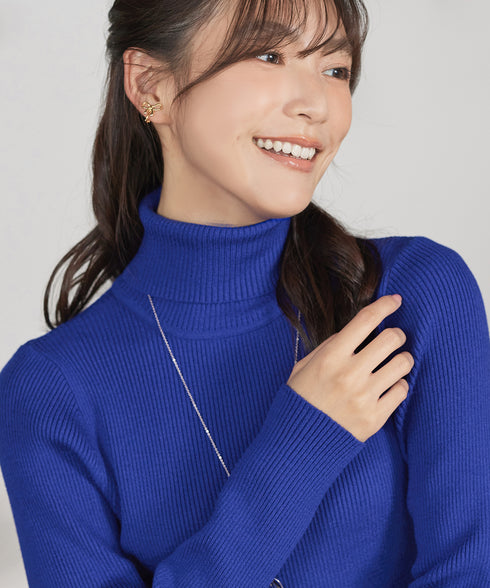 【安めぐみさん着用】タートルリブニットトップス