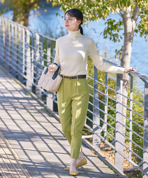 タートルリブニットトップス