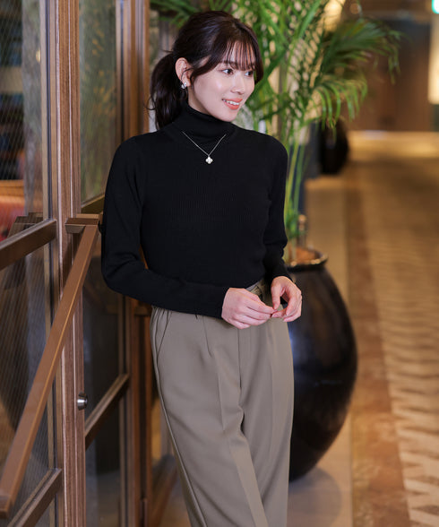 タートルリブニットトップス