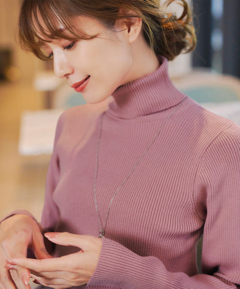 タートルリブニットトップス