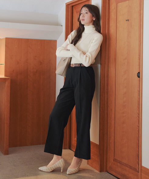 タートルリブニットトップス