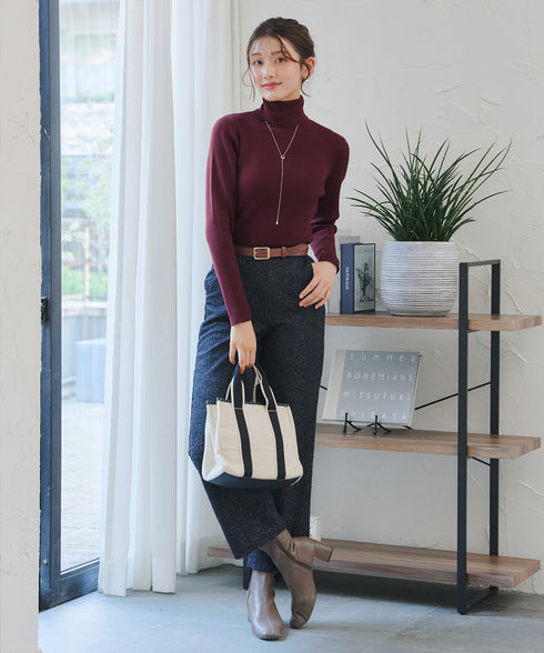 タートルリブニットトップス