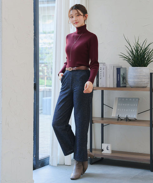 タートルリブニットトップス