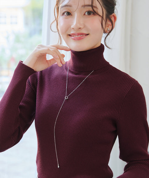 タートルリブニットトップス