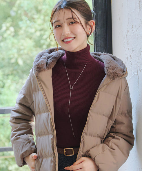 タートルリブニットトップス