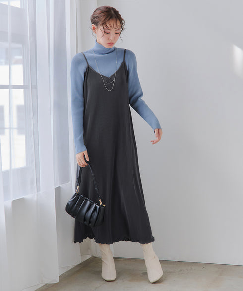 タートルリブニットトップス