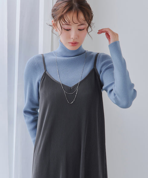 タートルリブニットトップス