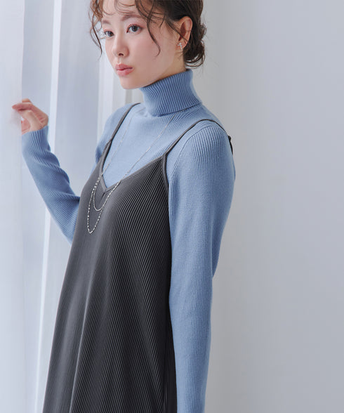 タートルリブニットトップス