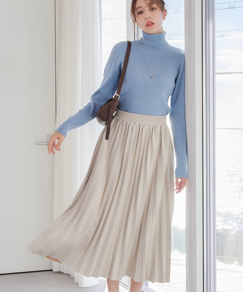 タートルリブニットトップス