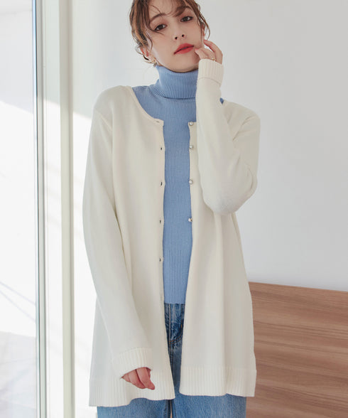 タートルリブニットトップス