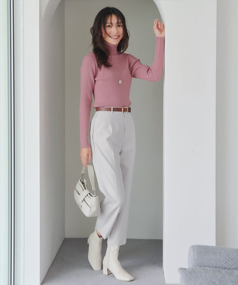 タートルリブニットトップス