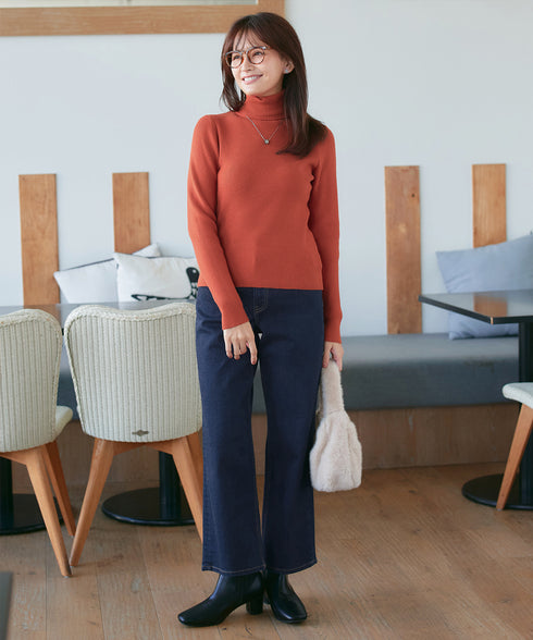 タートルリブニットトップス