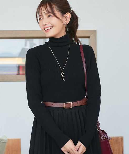 タートルリブニットトップス