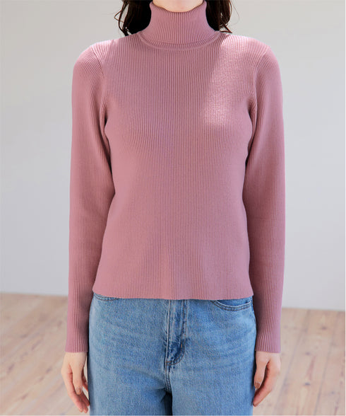 タートルリブニットトップス