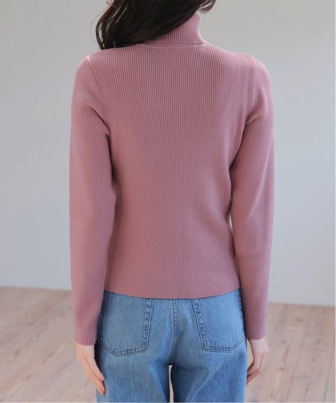 タートルリブニットトップス