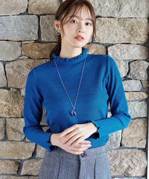 【安田美沙子さん着用・選べる2type】フリルニットトップス