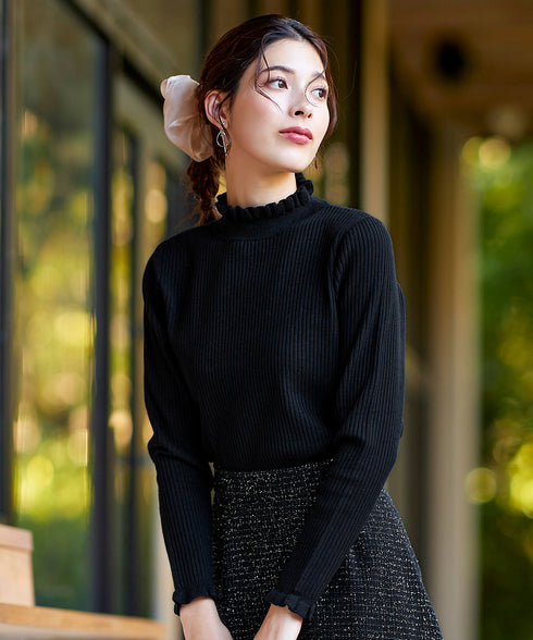 【安田美沙子さん着用・選べる2type】フリルニットトップス