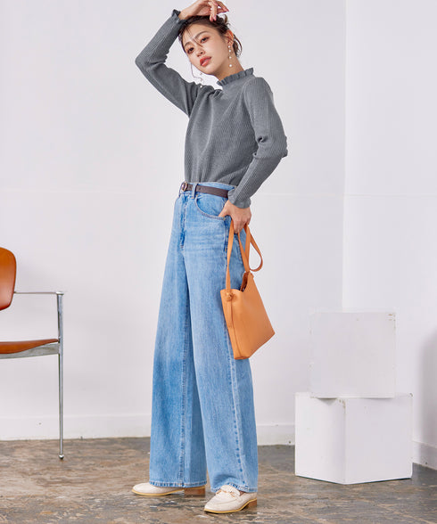 【安田美沙子さん着用・選べる2type】フリルニットトップス