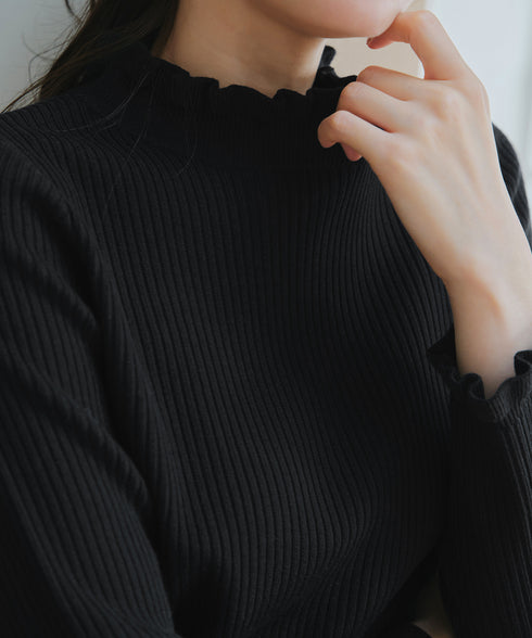 【安田美沙子さん着用・選べる2type】フリルニットトップス