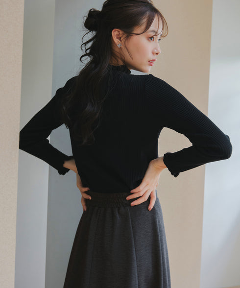 【安田美沙子さん着用・選べる2type】フリルニットトップス