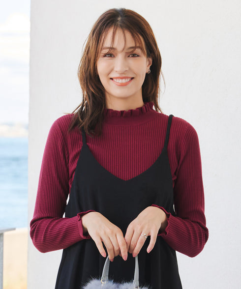 【安田美沙子さん着用・選べる2type】フリルニットトップス